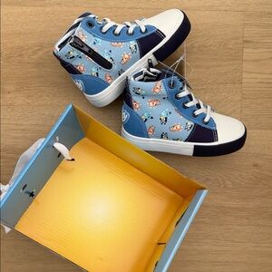 Blue and White Kids High-Top Sneakers